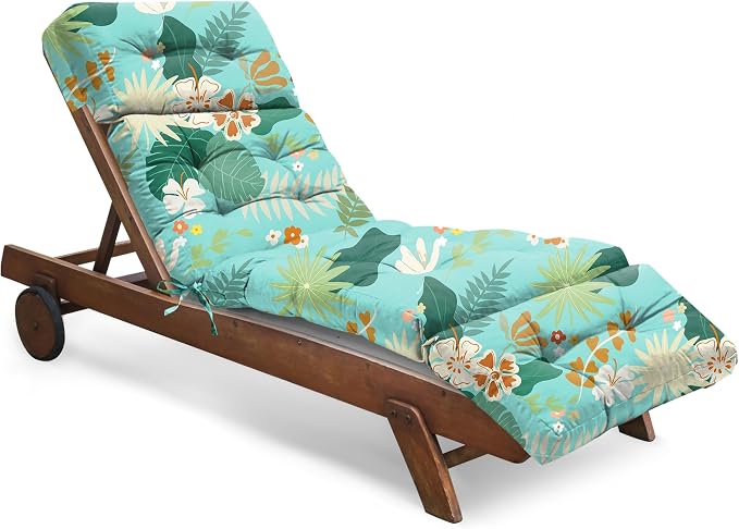 Outdoor Chaise Lounge Chair Cushion Waterproof 74.4 x 22 x 4.7 Inches Thickened by Tycdiose