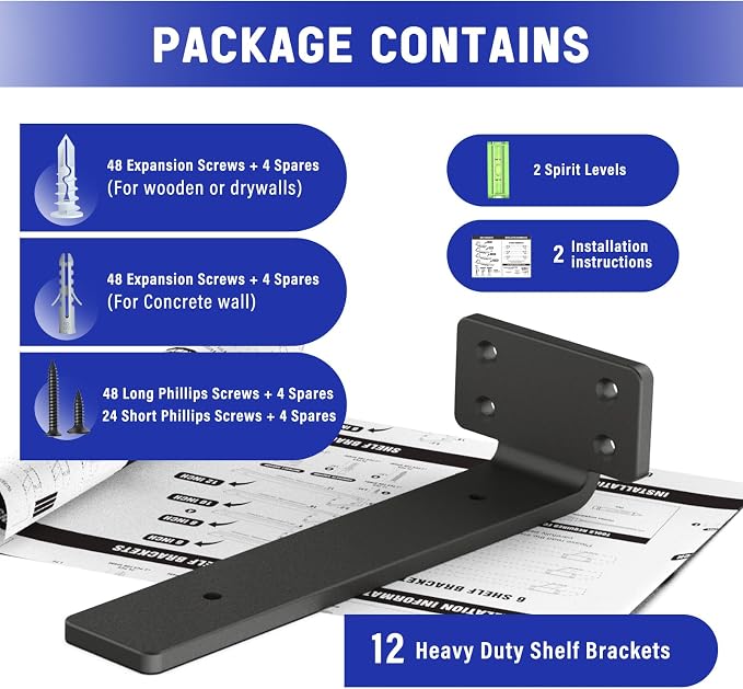 Goovilla Shelf Bracket, Heavy Duty Floating Shelf Brackets 8 inch Long - Image 7
