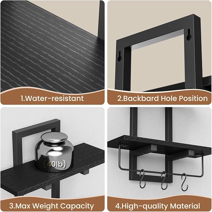 Creso hom Floating Shelves, Hanging Bathroom Shelves 2-Tier, Wall Mounted - Image 5