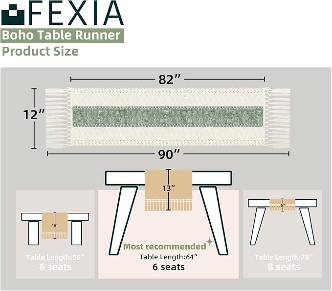 FEXIA Sage Green Table Runner 90 Inches Long - Image 2