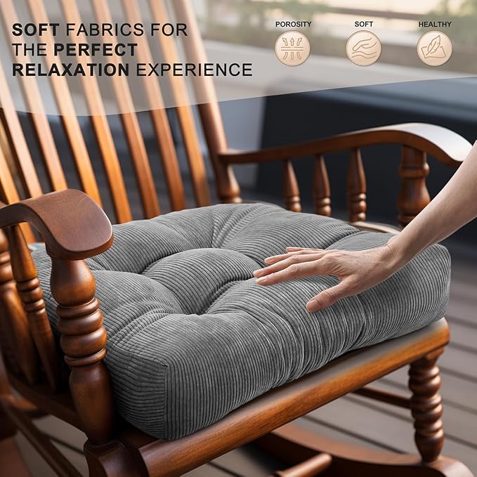 Lokex Rocking Chair Cushion Only, Tufted Non-Slip Comfortable Rocking Chair - Image 4