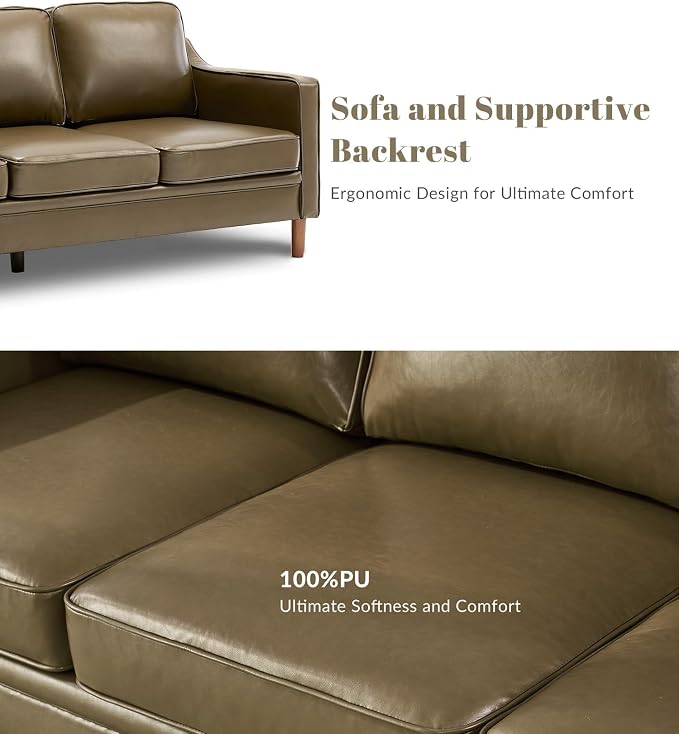 Kingfun Living Room Furniture Sets, 3 Seater Couch and 2 Armchair, Mid Century - Image 4