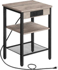 HOOBRO Side Table with Charging Station and USB Port, Small End Table by HOOBRO