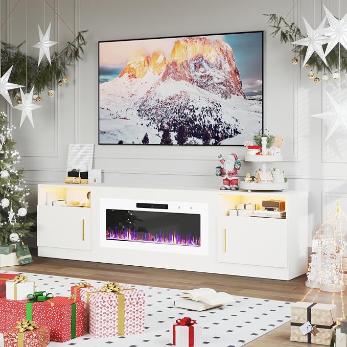 PRETZI Fireplace TV Stand with 36" Fireplace Up to 90" TVs, Remote Control - Image 7