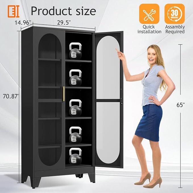 PAOFIN 71" H Locking Display Cabinet - Image 3