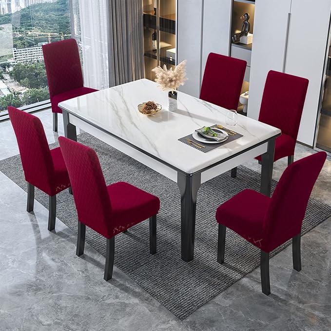 Genina Waterproof Chair Covers for Dining Room, Stretch Jacquard Dining Chair - Image 6