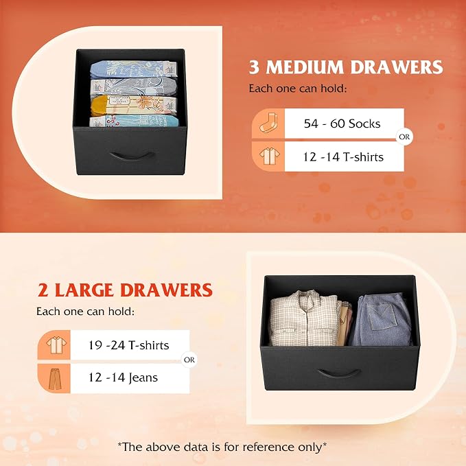 WLIVE Dresser for Bedroom with 5 Drawers, Long Fabric Dresser, Chest of Drawers - Image 5