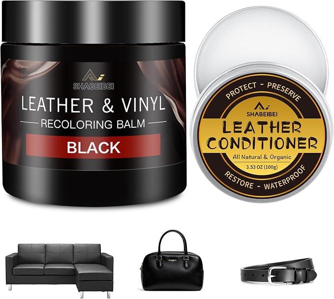 Leather Recoloring Balm with 100ml Mink Oil, Car Seats, Dye & Restorer by SHABEIBEI