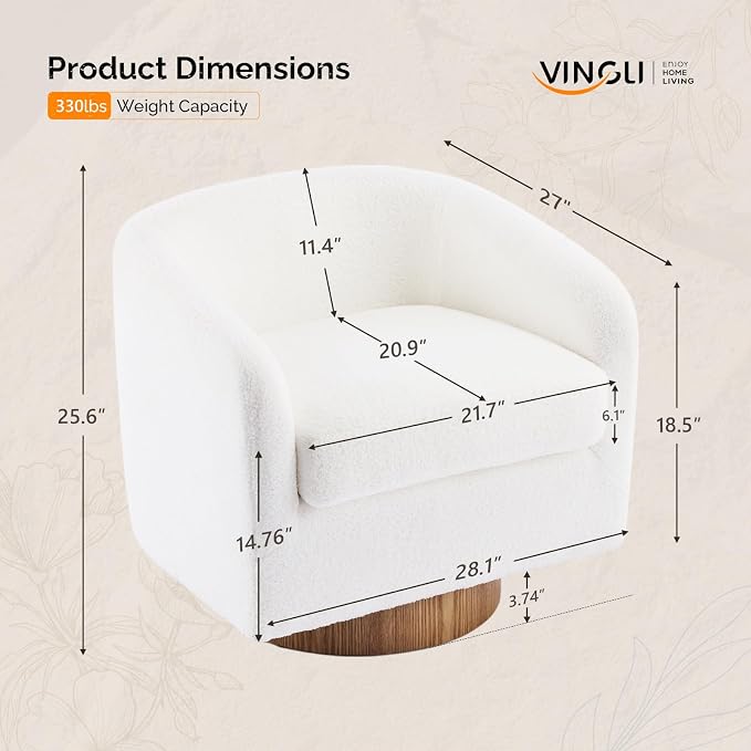 VINGLI 360°Swivel Accent Chair - Image 2