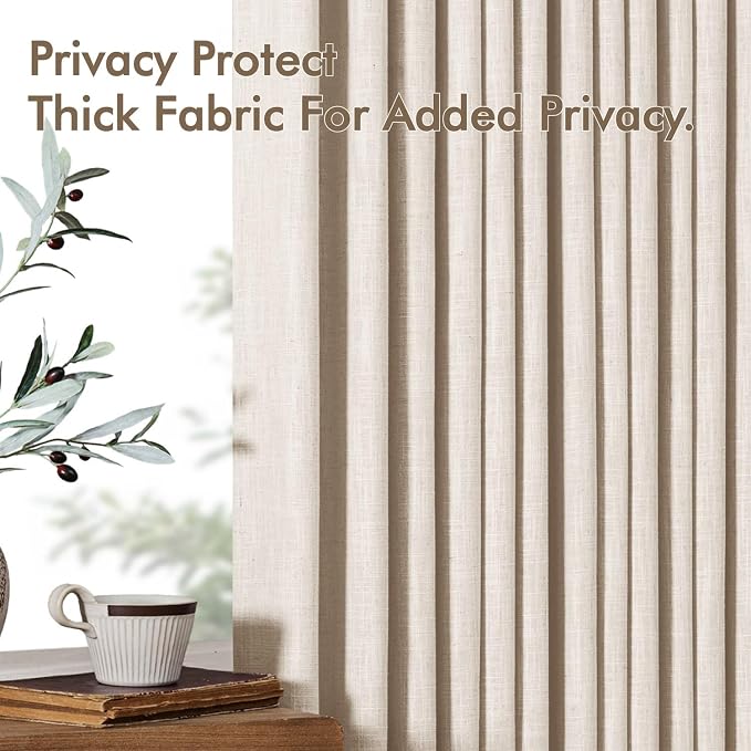 MIULEE Pinch Pleated Thick Linen Curtains 96 Inches Long 2 Panels - Image 7