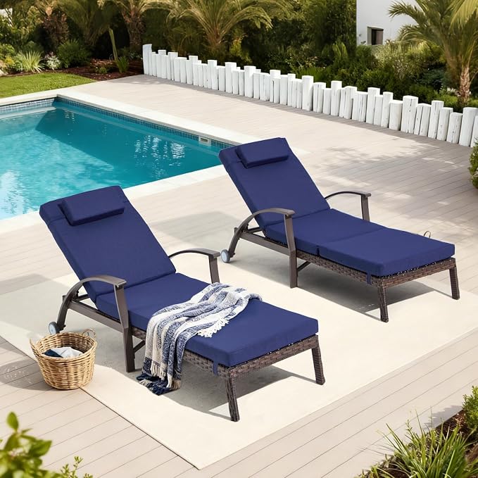 Outdoor Chaise Lounge Chairs Set of 2 - Image 6