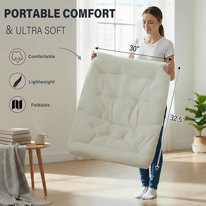 Tiita Comfy Folded Chair, Soft Faux Fur Oversized Folding Accent Chair - Image 9