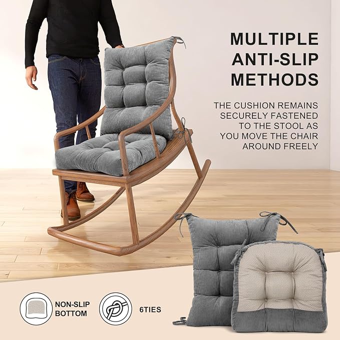 Lokex Rocking Chair Cushion Only, Tufted Non-Slip Comfortable Rocking Chair - Image 6