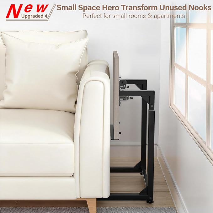 Tv Tray Table Set of 2, 8-Level Adjustable Height Couch Side Table，90° Tilt - Image 5