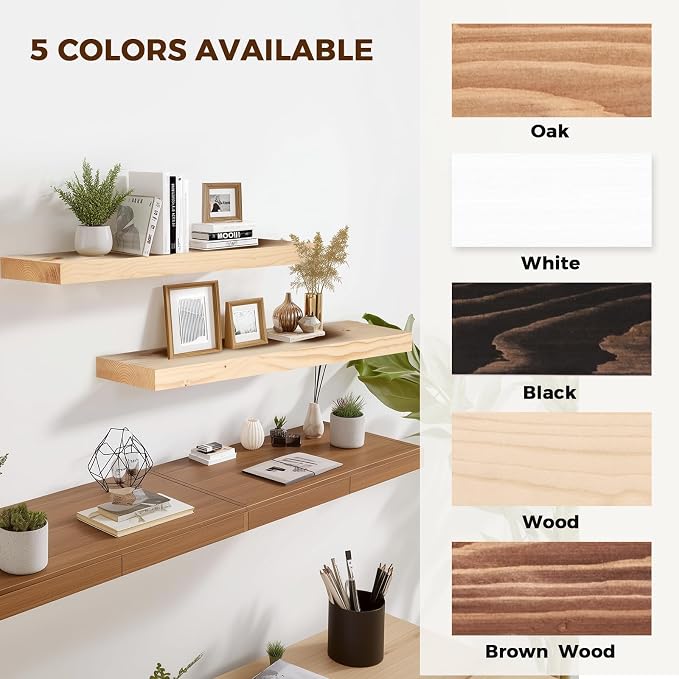 36x8x1.6 inch Floating Shelves Set of 2 – Solid Wood Rustic Wood Wall Mounted - Image 8