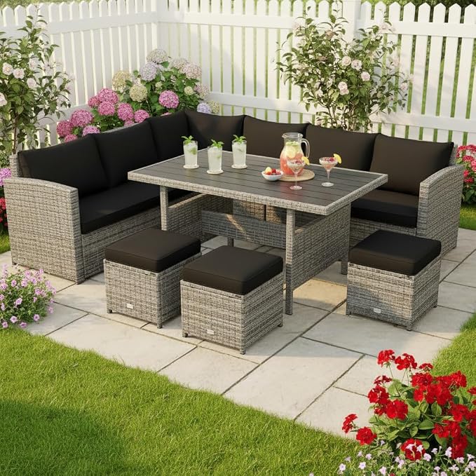 Tangkula 7 Pieces Patio Furniture Set, Outdoor Sectional Rattan Sofa Set - Image 2