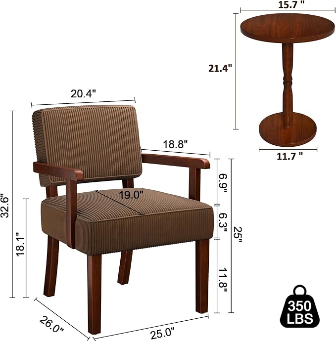 FAGAGA Corduroy Accent Chair Set of 2 - Image 2