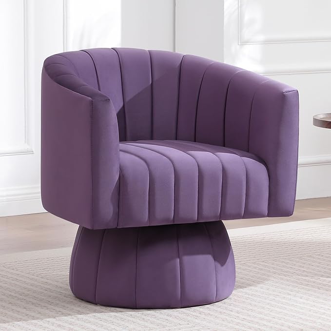 Swivel Accent Barrel Chair, Cute Comfy Small Round 360° Arm Chair. Velvet Club by YUUIJOAA