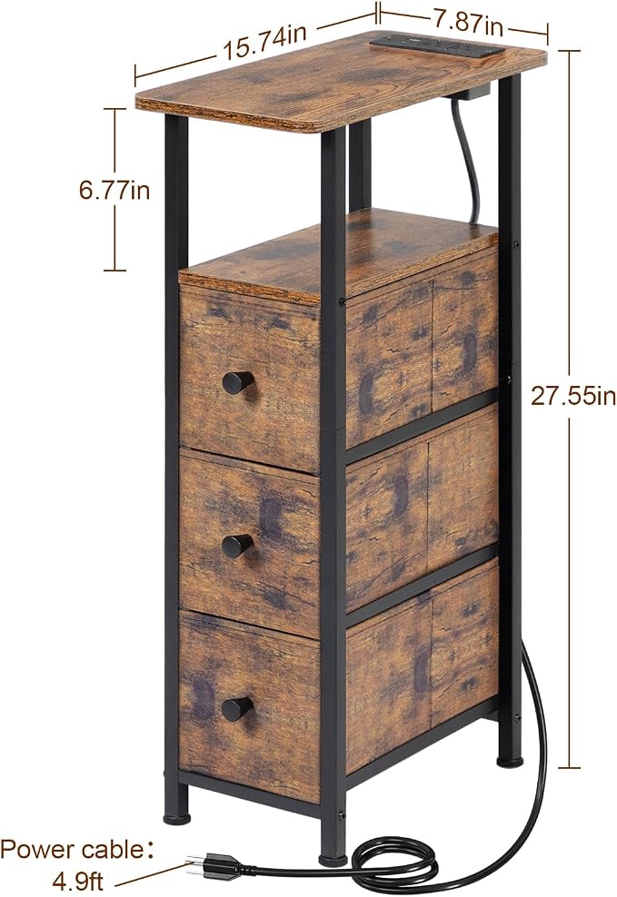 LOAKEKEL Narrow End Tables Living Room Set of 2 - Image 3