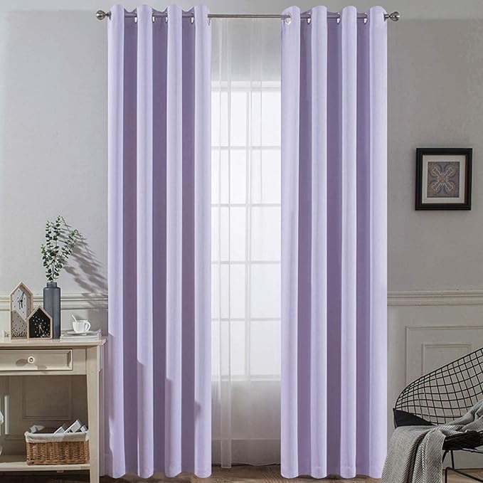 Yakamok Lilac Blackout Curtains 84 Inch Length Room Darkening Thermal Insulated by Yakamok