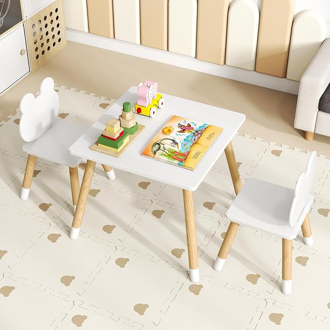 Costzon Kids Table and Chairs, Wooden Toddler Desk Set - Image 2