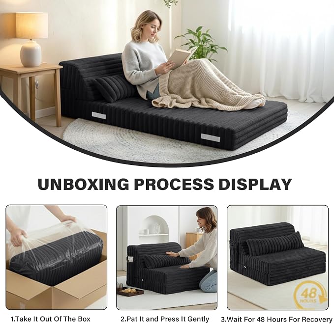 Tiita Folding Sofa Bed Twin Size, Convertible Sleeper Chair Mattress - Image 7