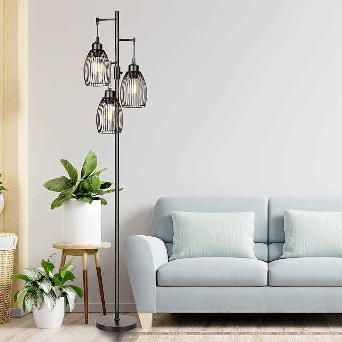 68’’ Dimmable Floor Lamp, 3 x 800LM LED Edison Bulbs Included, Industrial Floor - Image 7