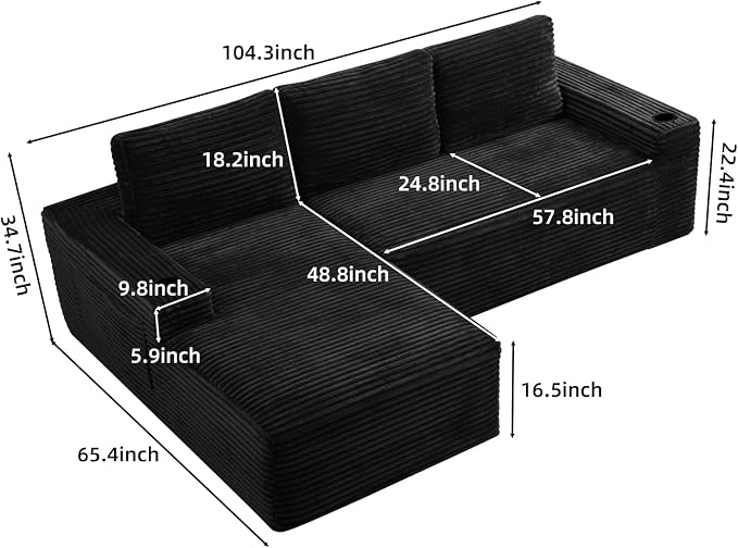 104" L Shaped Boneless Sectional Couches - Image 2