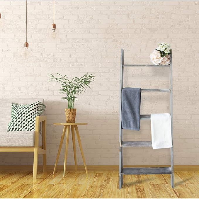 Honest Blanket Ladders for The Living Room, 5-Tier Blanket Holder, Wall-Leaning - Image 8