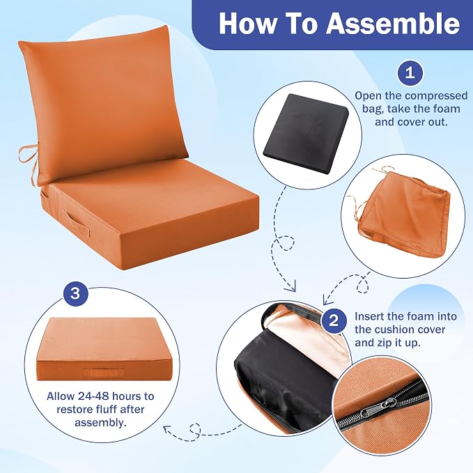 IASEAHK Outdoor Seat Cushion Set, Waterproof & Fade Resistant Patio Chair - Image 8