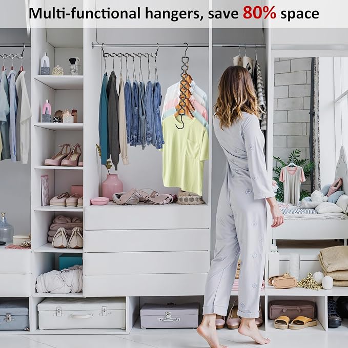 Space Saving Hangers for Clothes 6 Pack, Sturdy Metal Hangers Heavy Duty Magic - Image 5