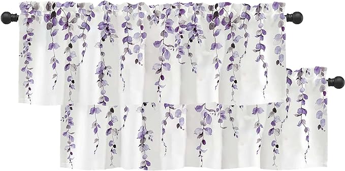 2 Pack Watercolor Purple Leaves Window Valance by debraleye