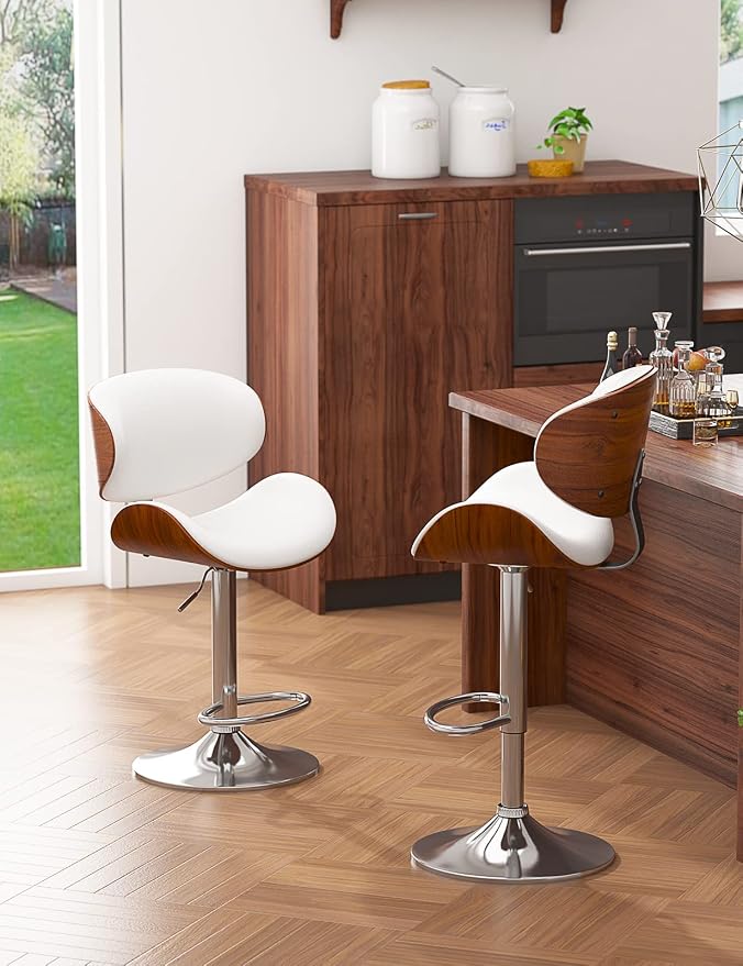 YaFiti Bar Stools Set of 2, Bentwood Adjustable Height Swivel Bar Stools - Image 8