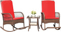 Greesum 3 Piece Outdoor Wicker Rocking Chairs Patio Furniture Set by BuynowfromGreesum