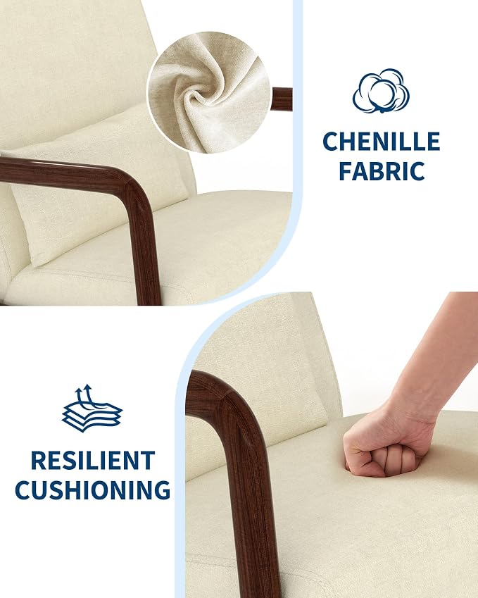 Garvee Mid-Century Chenille Accent Chair Set of 2, Cozy Reading Chair, Modern - Image 3