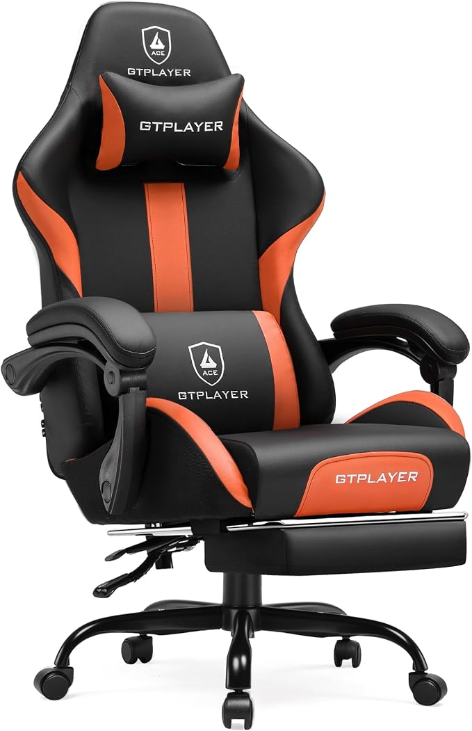 GTPLAYER Gaming Chair with Pocket Spring Cushion, Leather Office Chair with by GTPLAYER