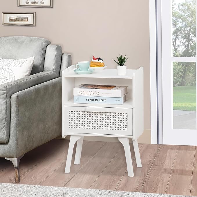 Lerliuo Rattan Nightstands Set of 2, Side Table - Image 7