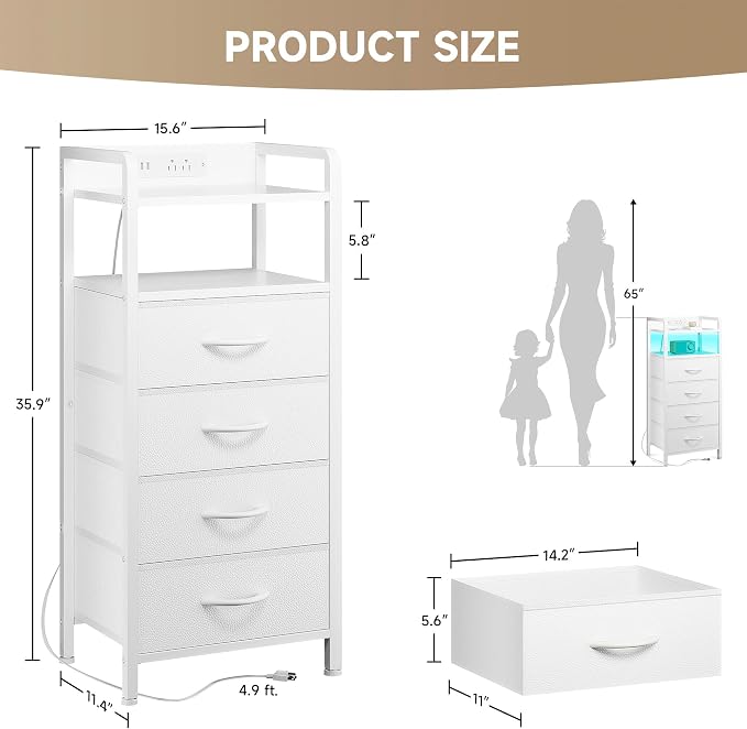 Lazzanto Night Stand Bedside Charger Bedroom - Image 3