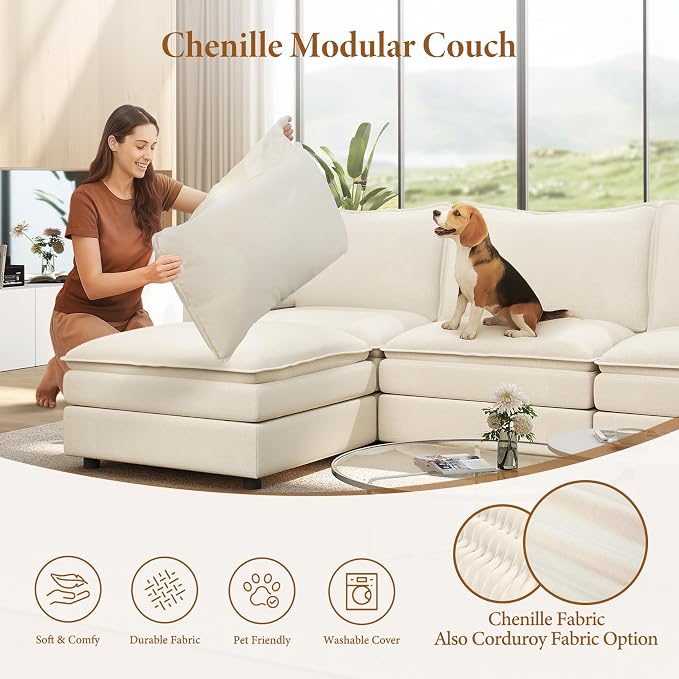 Vesgantti 142" Oversized Sectional Sofa Bed, 8-Seater Modular Sleeper Cloud - Image 6