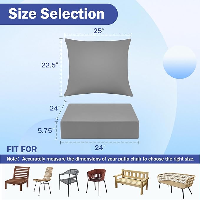 IASEAHK Outdoor Seat Cushion Set, Waterproof & Fade Resistant Patio Chair - Image 2