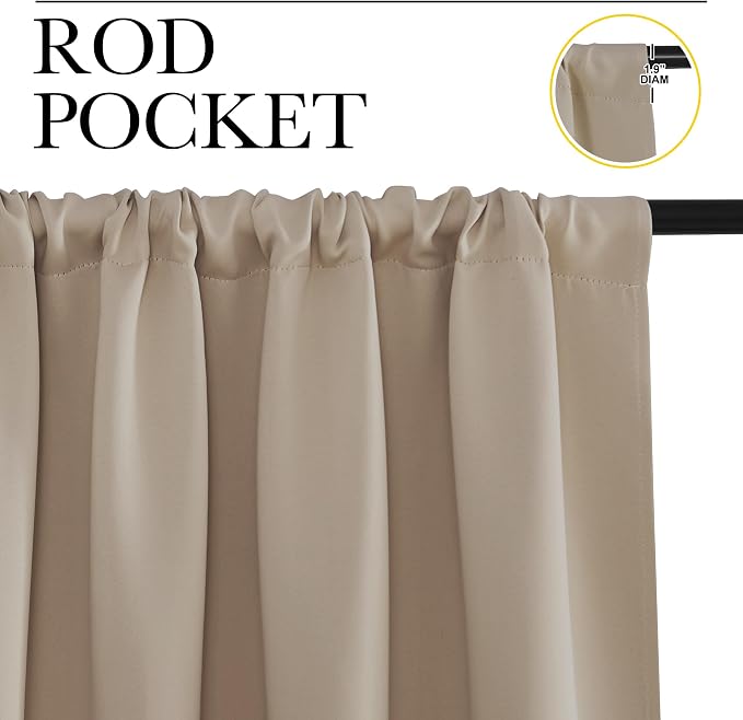 NICETOWN 2 Panels Blackout Curtains, Rod Pocket Thermal Insulated Curtains - Image 2