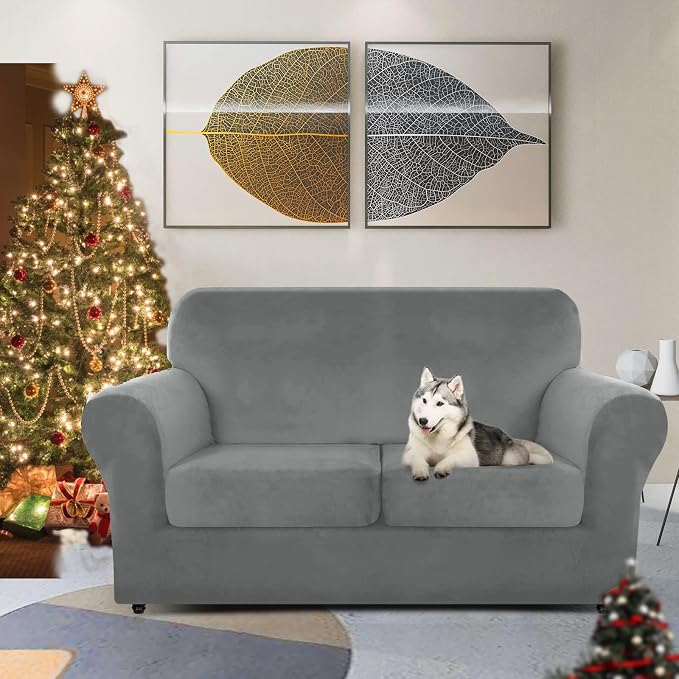 ZNSAYOTX Luxury Velvet Sofa Cover 3 Piece Stretch Loveseat Covers - Image 2