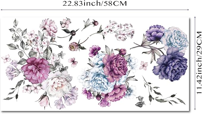 Floral Vintage Rub on Transfer for Furniture Large Flower UV DTF Transfer - Image 2
