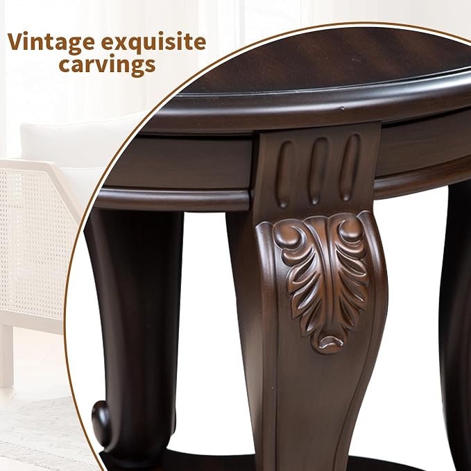 LKTART 22" Victorian Vintage Round End Table - Image 7