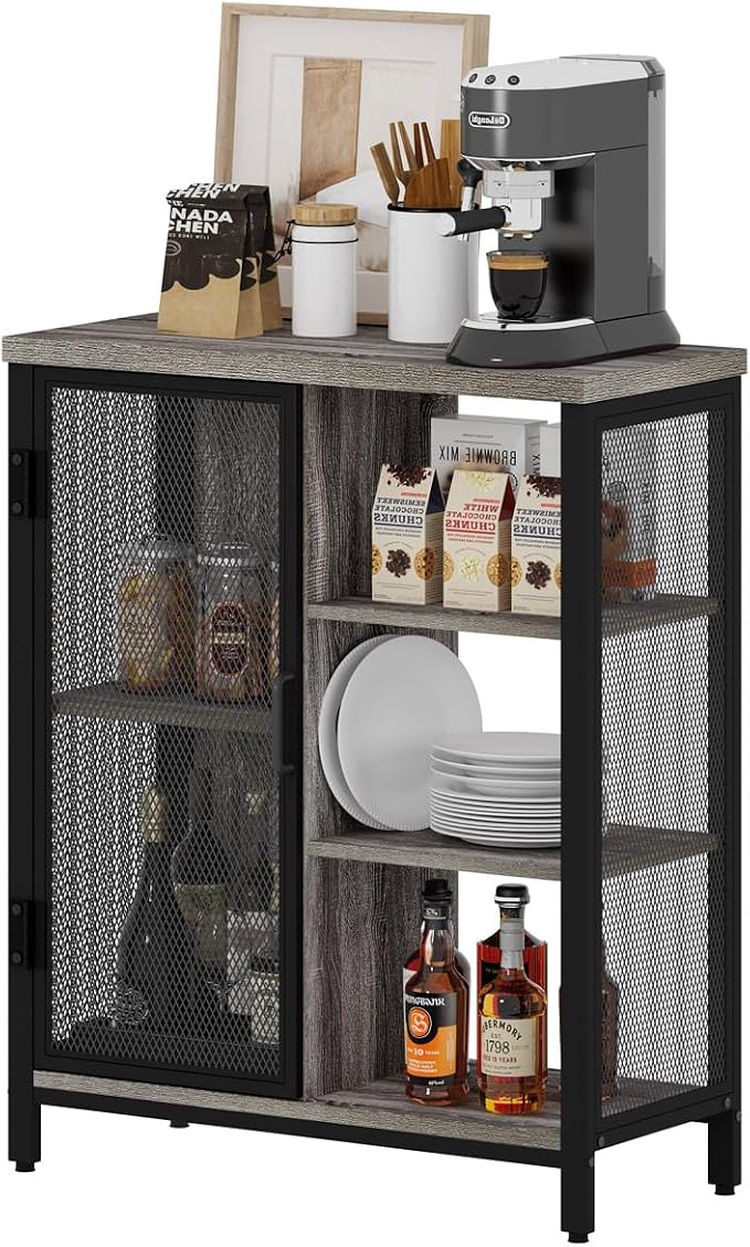BON AUGURE Liquor Cabinet Bar for Home, Farmhouse Coffee Storage Cabinet for - Image 9