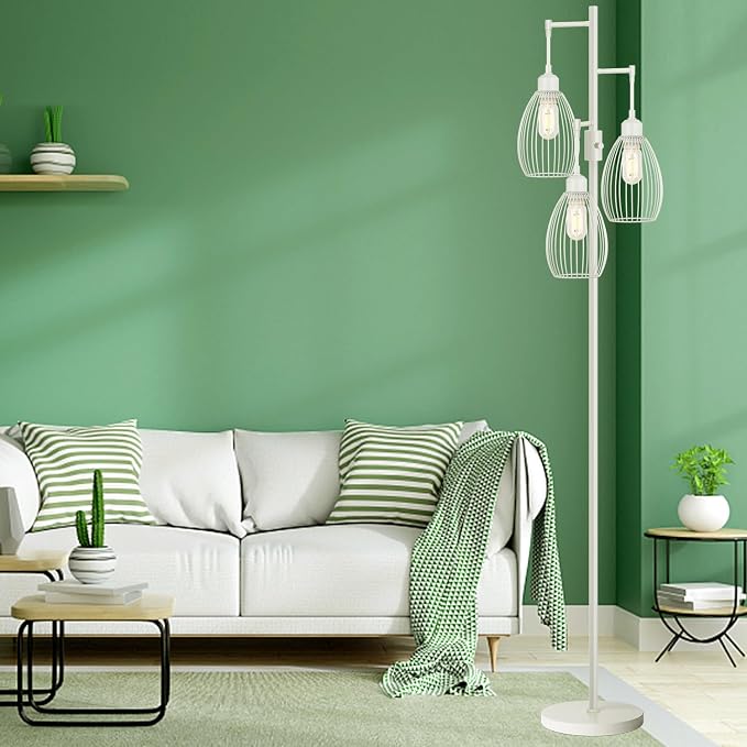 Dimmable Floor Lamp, 3 x 800LM LED Edison Bulbs Included, Farmhouse Industrial - Image 4