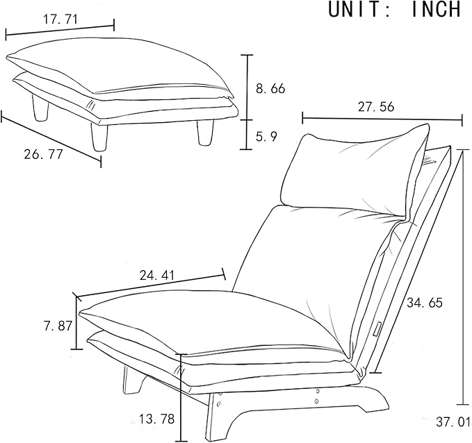 Floor Chair Single Lazy Sofa Leisure Balcony Reclining Japanese Tatami - Image 2