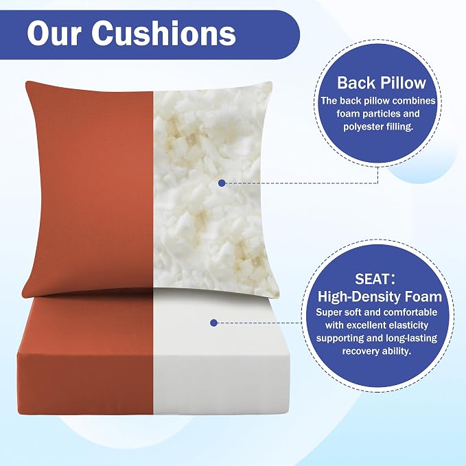 IASEAHK Outdoor Seat Cushion Set, Waterproof & Fade Resistant Patio Chair - Image 4