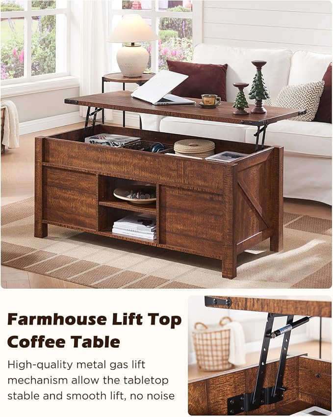 OKD 48" Farmhouse Lift Top Coffee Table - Image 2
