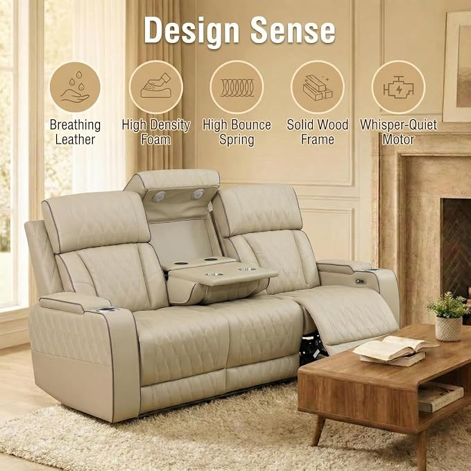 Power Recliner Sofa Set with LED Lights, Includes a Manual Loveseat and a 3 - Image 6